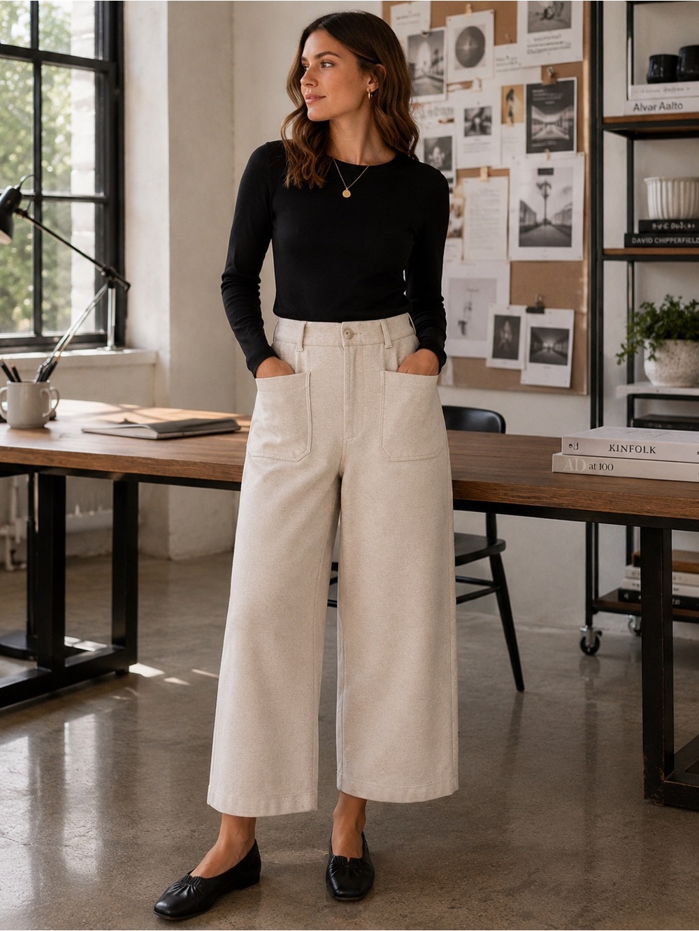 Maeve/Anthropologie Collette High-Waist Cropped Heavy Fabric Cream Pants 30